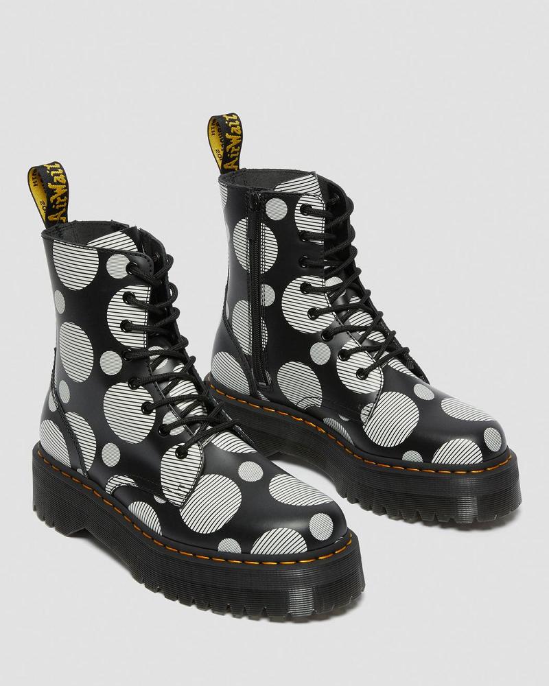 Botas Plataforma Dr Martens Jadon Polka Dot Smooth Cuero Hombre Negros | MX 252XYU